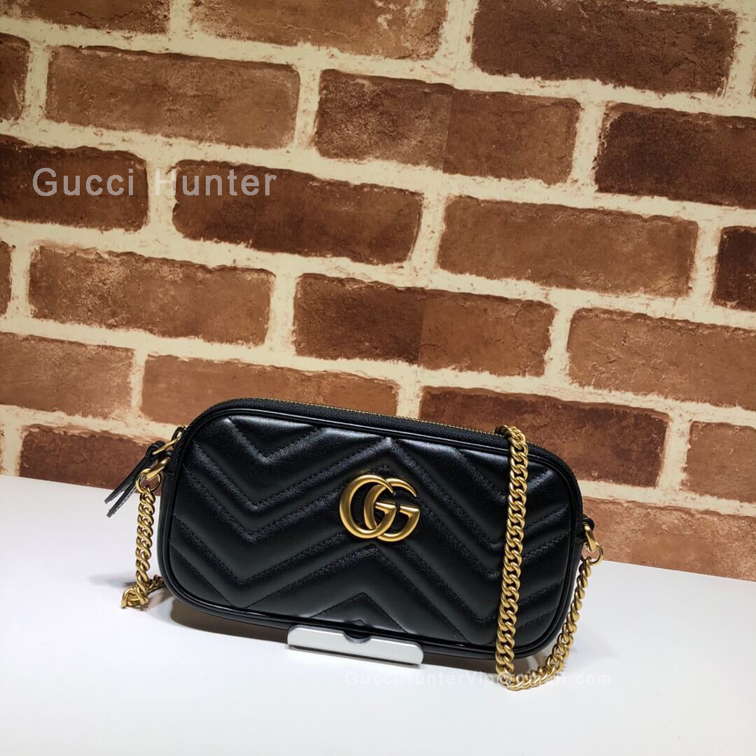 Gucci GG Marmont Leather Crossbody Black Bag 598596